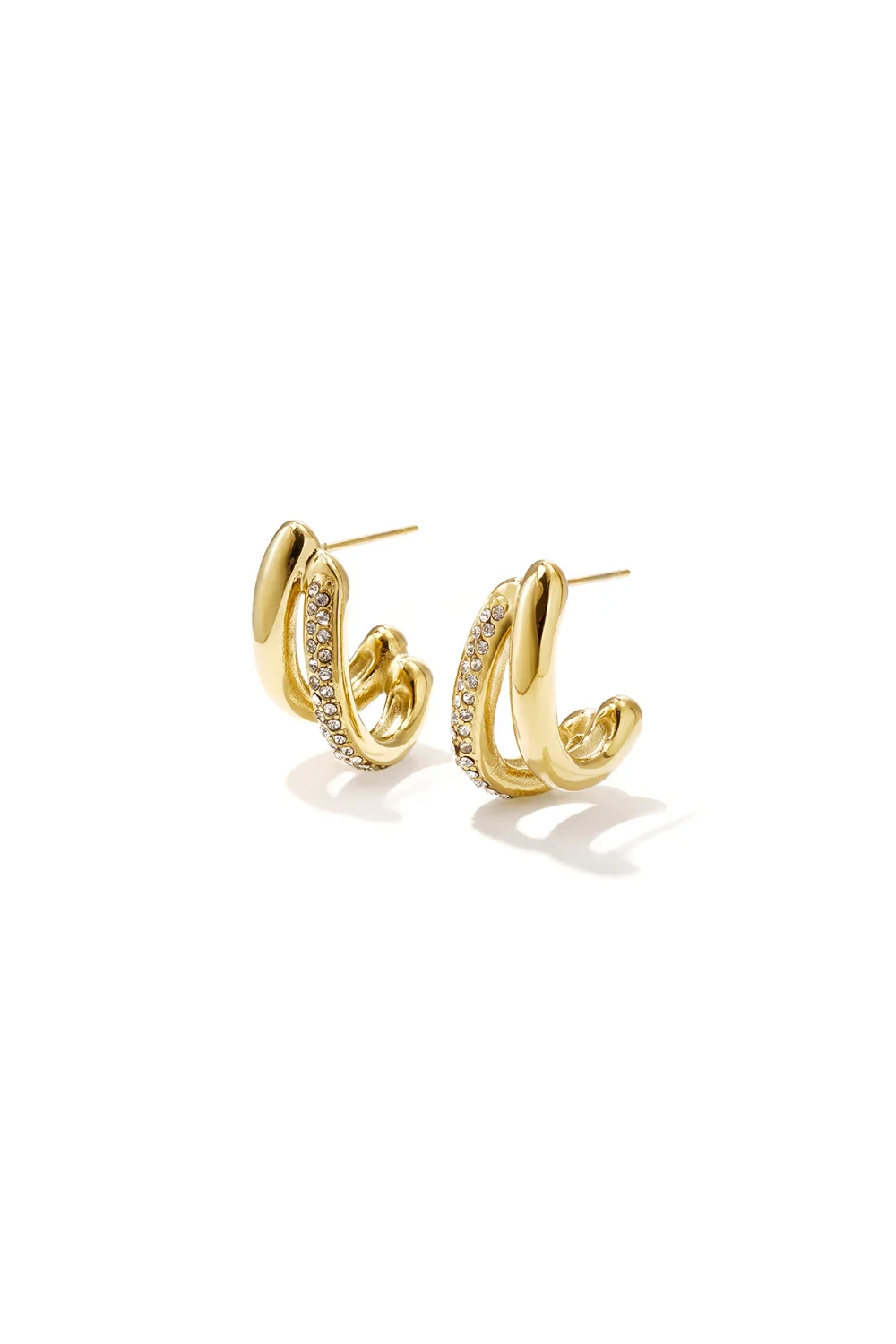 Goudkleurige dubbele oorknopjes productfoto