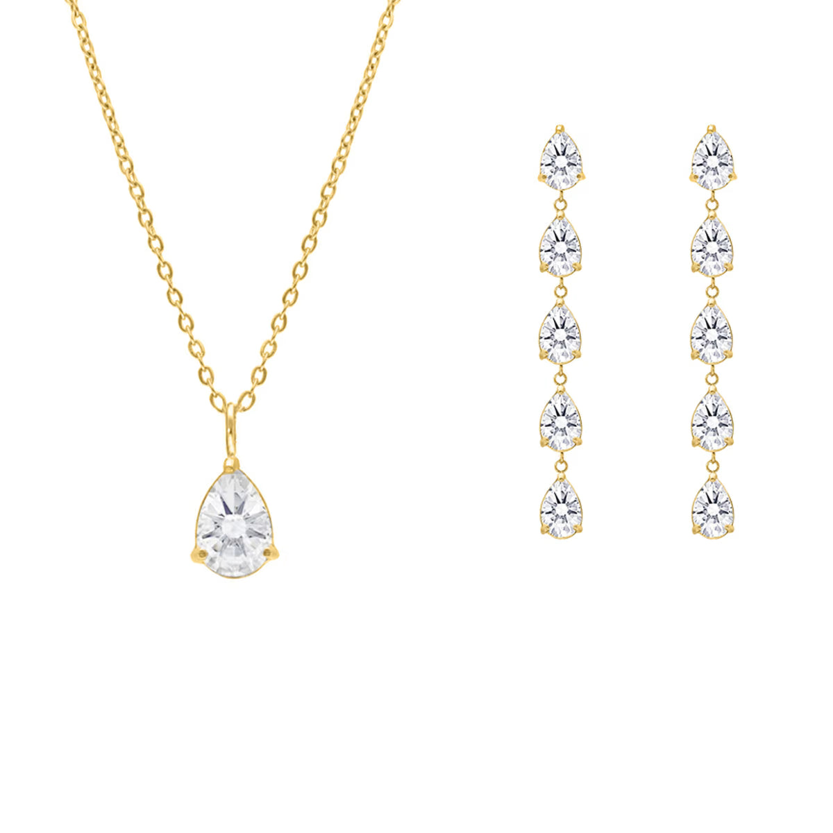 Sieraden set met druppels kleur goud